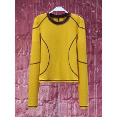 批发春秋小众线条<b class='q'>修身</b>显瘦欧货简约别致高级色长袖T恤撞色长袖打底衫