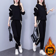 批发加绒加厚休闲运动服套装女士2025秋冬时尚卫衣宽松显瘦减龄两件套