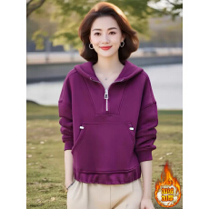 批发加绒加厚爆款妈妈装连帽卫衣女2025秋冬新款时尚洋气<b class='q'>长袖</b>上衣<b class='q'>外套</b>