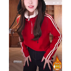 批发春秋洋气高级感颗粒绒立领半拉链2026时尚气质保暖休闲<b class='q'>卫衣</b>内搭女