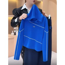 批发2025秋冬韩系<b class='q'>时尚</b>撞色线条连帽长袖卫衣<b class='q'>大码</b>宽松蓝色时髦洋气上衣