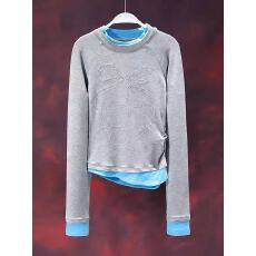 批发重工钉珠假两件长袖打底衫<b class='q'>T</b><b class='q'>恤</b>女2025秋冬新款宽松时尚不规则上衣