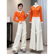 批发多巴胺纯棉圆领假两件上衣女2025秋冬新款洋气<b class='q'>显瘦</b>内搭t恤打底衫