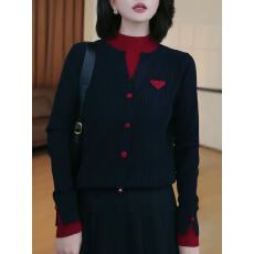 批发气质拼接撞色半高领长袖毛衣2026春秋新款洋气设计感休闲显瘦上衣