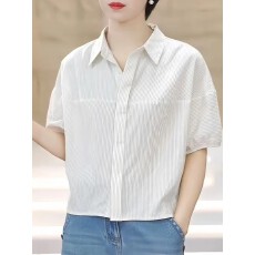批发轻奢设计感翻领<b class='q'>衬衫</b>短袖2026年夏季高端简约大码女装气质独特上衣