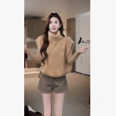 批发高领背心针织秋冬时尚修身短款毛衣显瘦百搭通勤上衣