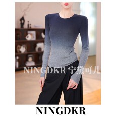 批发爱B41363宁黛可儿渐变色高领晕染长袖针织衫女修身内搭毛衣百搭