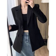 批发黑色西装外套女2025秋装新款高级感复古气质通勤收腰小西服