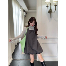 批发<b class='q'>可爱</b>甜美风套装花边领长袖针织衫女装秋季蝴蝶结背心<b class='q'>连衣裙</b>两件套