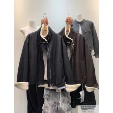 批发棕色羊羔毛拼接皮衣外套女冬季立领宽松显瘦加绒毛内胆保暖机车服