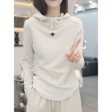 批发双面德绒连帽卫衣女2025秋季穿搭爆款欧货大码洋气刺绣加绒<b class='q'>上衣</b>潮