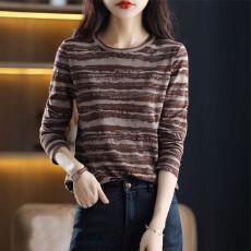 批发秋装新款长袖t恤女早秋打底衫女内搭秋冬新款字母印花设计感上衣