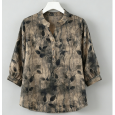 批发实拍 棉麻复古国风<b class='q'>衬衫</b>夏季新款<b class='q'>时尚</b>宽松印花碎花文艺气质上衣