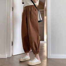 批发灯笼裤女夏季薄款棉麻显瘦小个子九分工装宽松束脚哈伦老爹萝卜裤