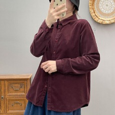 批发棉灯芯绒   长袖<b class='q'>衬衫</b>女宽松休闲开衫外套