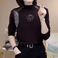 批发秋冬新款时尚设计感双面绒保暖<b class='q'>打底衫</b>显瘦遮肚子气质减龄单穿上衣
