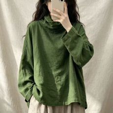 批发<b class='q'>女装</b>高领双层纱棉长袖T恤女打底衫秋季纯色<b class='q'>大码</b>堆堆领女高领<b class='q'>上衣</b>