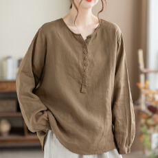 批发<b class='q'>衬衫</b>女春秋新款宽松V领洋气纯色宽松长袖松弛高级女装上衣<b class='q'>衬衣</b>女