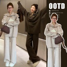 批发2025新款孕妇宽松慵懒针织两件套秋冬韩系时尚休闲孕妈套装