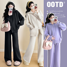 批发实拍~2025秋冬<b class='q'>韩版</b>慵懒风休闲减龄毛衣上衣+可调节阔腿裤套装