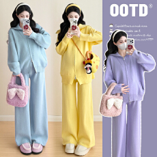 批发实拍~2025秋冬<b class='q'>韩版</b>慵懒风休闲减龄毛衣上衣+可调节阔腿裤套装