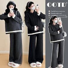 批发实拍~2025孕妈秋冬软糯时尚毛衣<b class='q'>休闲</b>款连帽裤腿裤时尚套装