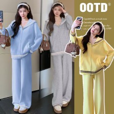 批发实拍~孕妇装2025秋冬新款针织两件套韩版海军领宽松<b class='q'>休闲</b>风套装