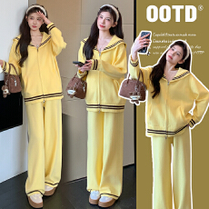 批发实拍~孕妇装2025秋冬新款针织两件套韩版海军领宽松<b class='q'>休闲</b>风套装