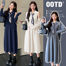 批发实拍~孕妇秋冬新款小香风套装潮妈洋气显瘦开衫外套<b class='q'>背心裙</b>两件套