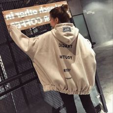 批发秋冬季韩版超火cec卫衣女中长款宽松连帽oversize<b class='q'>开衫</b>外套ins潮