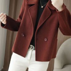 批发秋冬新款2025爆版毛呢大衣外套短款西装领<b class='q'>时尚</b>气质<b class='q'>妈妈装</b>外套女