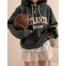 批发加绒加厚卫衣<b class='q'>外套</b>女装秋冬<b class='q'>韩版</b>连帽宽松印花长袖上衣潮