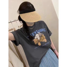 批发<b class='q'>韩版</b>宽松大版卡通短袖贴图印花宽松纯棉<b class='q'>大码</b>bf慵懒学生T恤