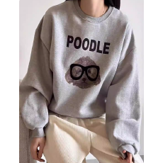 批发韩版薄款 加绒印花套头<b class='q'>卫衣</b>女慵懒风<b class='q'>长袖</b>上衣外套