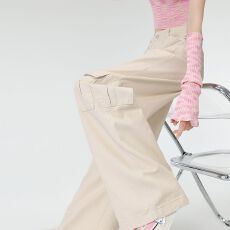 批发【实拍 原版包边】 美式工装<b class='q'>裤</b>女秋季新款高腰显瘦<b class='q'>宽松</b>直筒阔腿<b class='q'>裤</b>