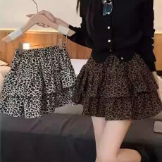 批发复古豹纹半身裙2026新款女早<b class='q'>秋</b>新款高腰显瘦a字裙小个子蛋糕短裙