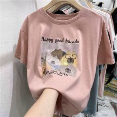 批发短袖通勤上衣夏款<b class='q'>新款</b>卡通tee休闲<b class='q'>运动</b>圆领T恤潮