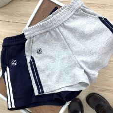 批发220克曼巴棉条纹<b class='q'>运动</b>短裤女夏季<b class='q'>新款</b>高腰显瘦宽松休闲阔腿裤