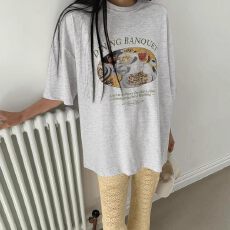 纯棉慵懒宽松卡通印花短袖T恤女