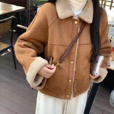 批发皮毛一体羊羔毛棉服外套女加绒加厚超好看高级感夹克上衣