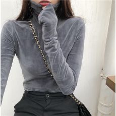 批发秋冬季金丝绒高领加厚打底衫女装加绒内搭长袖百搭洋气保暖上衣