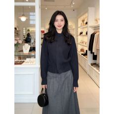 批发<b class='q'>轻熟</b>气质御姐范时尚修身百搭上衣女纽扣立领长袖竖纹收腰显瘦毛衣