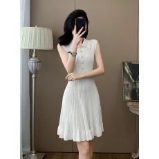 批发法式优雅气质减龄polo领无袖针织裙<b class='q'>夏装</b>新款收腰显瘦冰丝<b class='q'>连衣裙</b>女