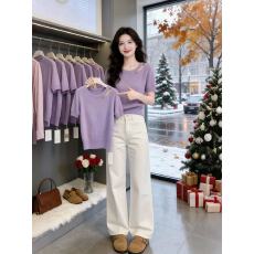 批发韩系时尚减龄镂空圆领短袖针织衫2026夏季新款松弛感显瘦上衣