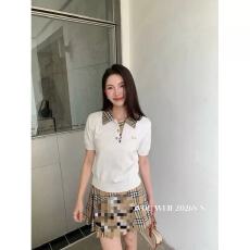 批发法式复古减龄格纹翻领短袖针织衫女小众设计感百搭显瘦短款上衣潮