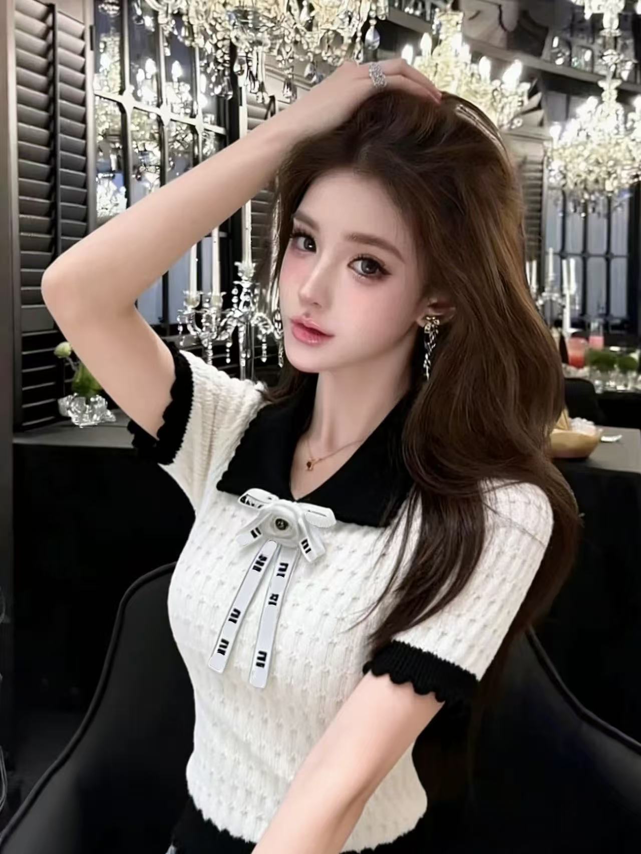 RY4214# 蓝色碎花薄款长袖针织开衫女2026春夏季新款外搭洋气减龄显瘦上衣