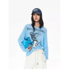 批发深圳南油高端女装秋<b class='q'>冬</b>新款法式百搭圆领印花字母长袖针织衫上衣女