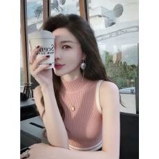 批发轻熟简约风高领针织背心女时髦设计感无袖<b class='q'>上衣</b>小个子纯欲<b class='q'>打底</b>衫