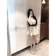 批发LXYG<b class='q'>春</b>法式名媛V领蝴蝶结针织连衣裙女收腰显瘦晚宴打底蓬蓬短裙