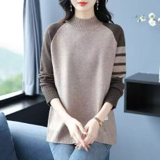 批发羊毛衫女半高领宽松内搭毛衣秋冬<b class='q'>加肥</b>大码胖mm加厚羊绒针织打底衫